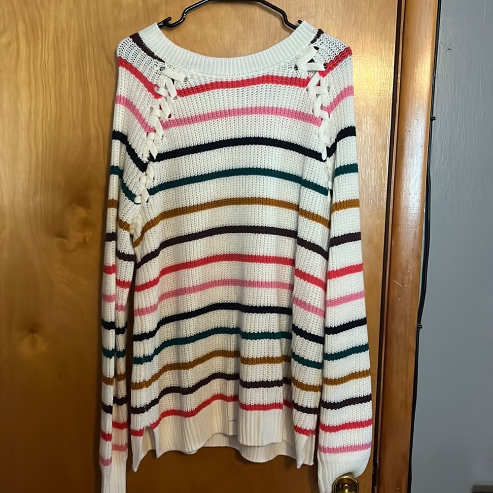 Rainbow striped sweater 2X